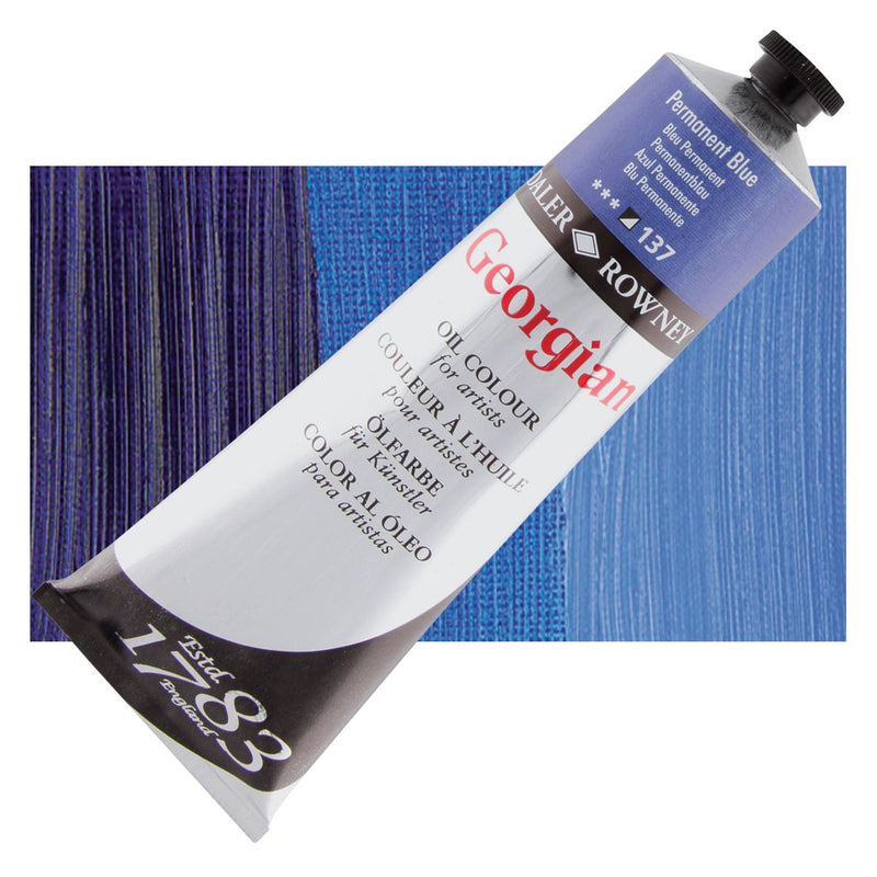 Daler Rowney Georgian Oil 225 ML Permanent Blue (137) | Reliance Fine Art |Daler & Rowney Georgian Oil ColoursOil Paints