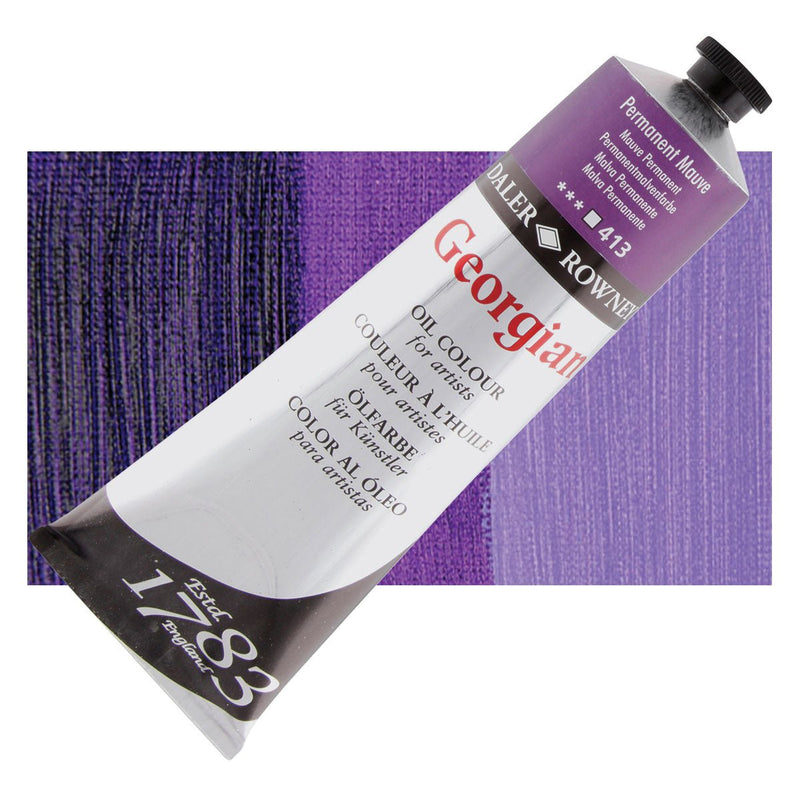 Daler Rowney Georgian Oil 225 ML Permanent Mauve (413) | Reliance Fine Art |Daler & Rowney Georgian Oil ColoursOil Paints