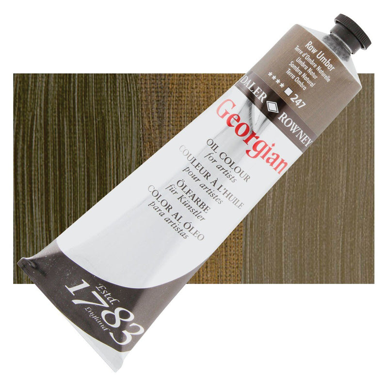 Daler Rowney Georgian Oil 225 ML Raw Umber (247) | Reliance Fine Art |Daler & Rowney Georgian Oil ColoursOil Paints