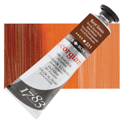 Daler Rowney Georgian Oil 38 ML Burnt Sienna (221) | Reliance Fine Art |Daler & Rowney Georgian Oil ColoursOil Paints
