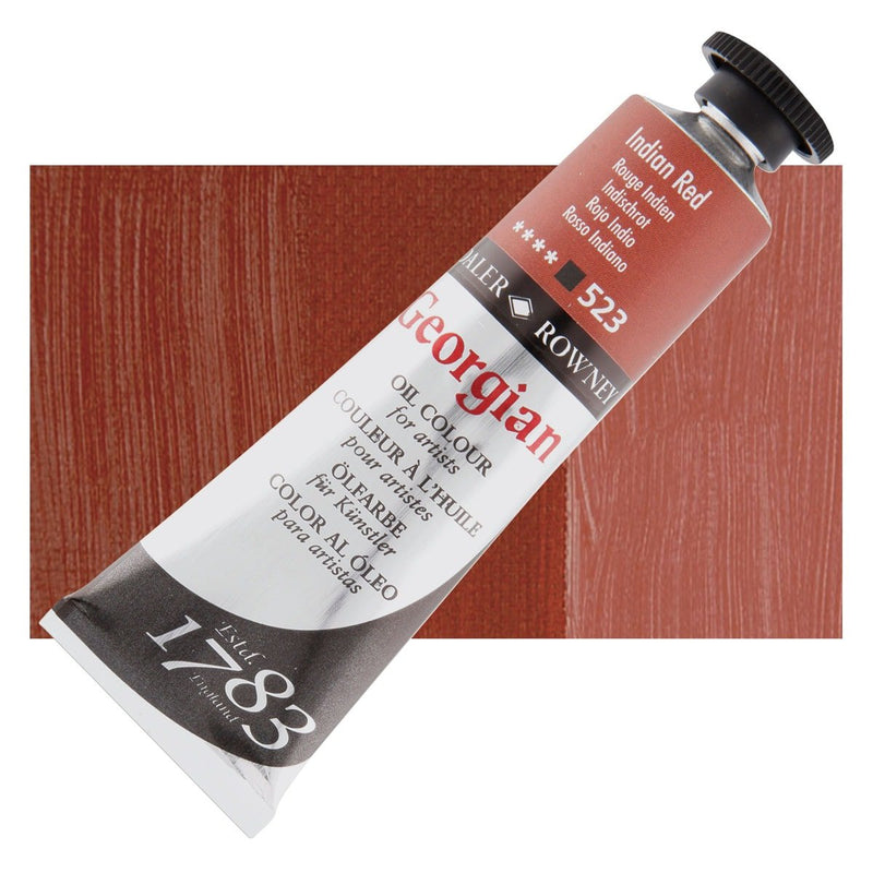 Daler Rowney Georgian Oil 38 ML Indian Red (523) | Reliance Fine Art |Daler & Rowney Georgian Oil ColoursOil Paints