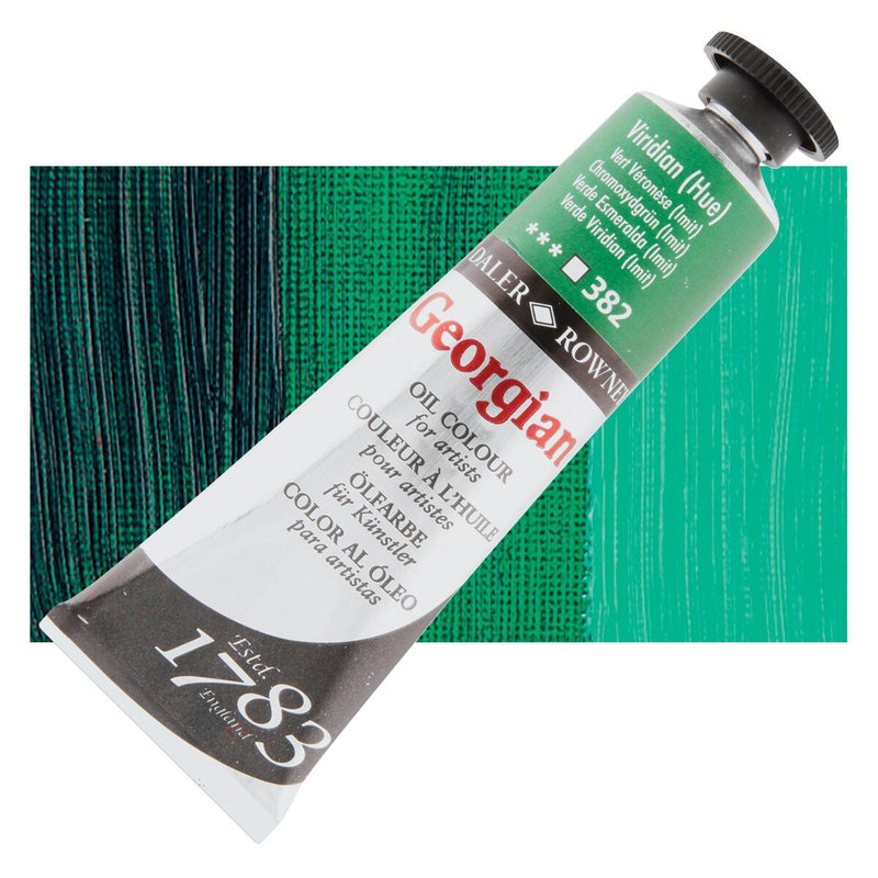Daler Rowney Georgian Oil 38 ML Viridian Hue (382) | Reliance Fine Art |Daler & Rowney Georgian Oil ColoursOil Paints