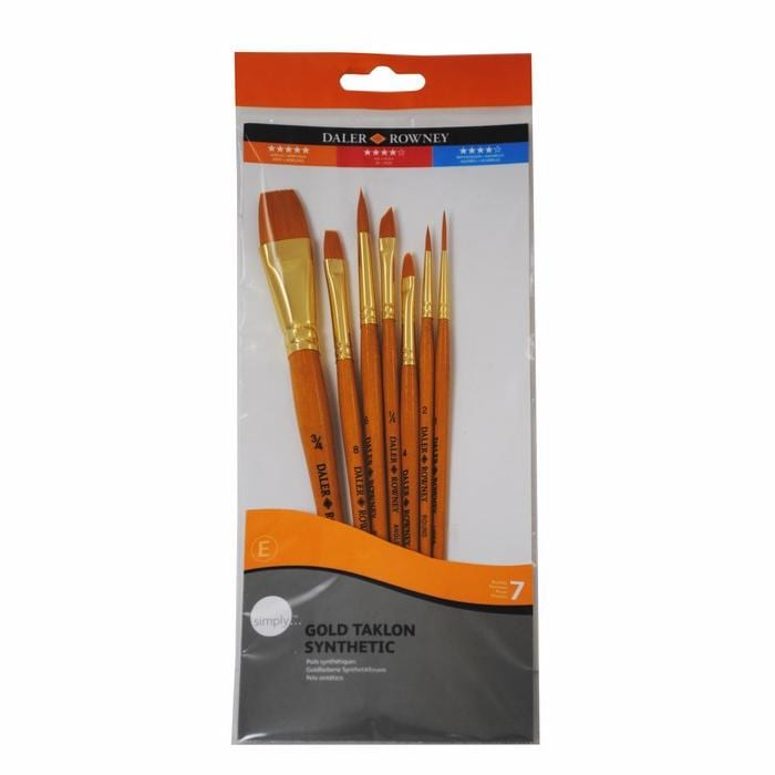 Daler Rowney Gold Taklon Short Handled 7 Piece Set (216920700) | Reliance Fine Art |Brush Sets