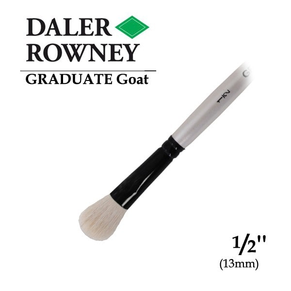 Daler Rowney Graduate Goat Hair Short Handle Oval Wash Brush Size 1/2 inch (212152050) | Reliance Fine Art |Acrylic Paint BrushesEconomy BrushesOil Paint Brushes
