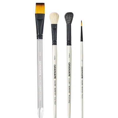 Daler Rowney Graduate Natural and Synthetic Watercolour Brush Set of 4 (212540010) | Reliance Fine Art |Acrylic Paint BrushesBrush SetsEconomy Brushes