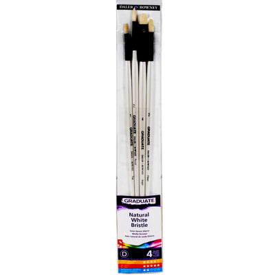 Daler Rowney Graduate Natural White Bristle Brush Set of 4 (D) Long Handle (212541002) | Reliance Fine Art |Brush Sets