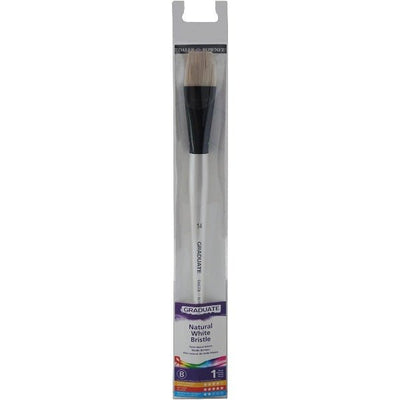 Daler Rowney Graduate Natural White Bristle Long Handle Bright Brush Size 14 (212141014) | Reliance Fine Art |Economy BrushesWash Brushes