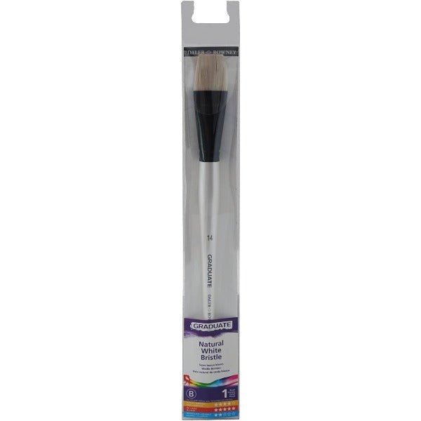 Daler Rowney Graduate Natural White Bristle Long Handle Bright Brush Size 14 (212141014) | Reliance Fine Art |Economy BrushesWash Brushes