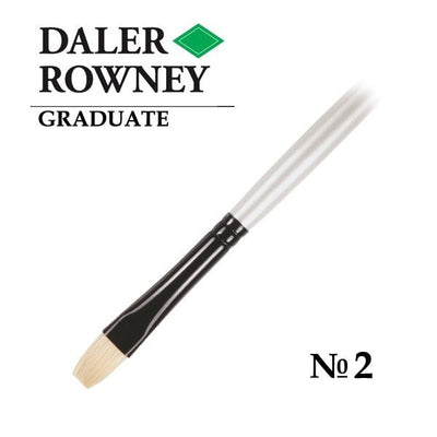 Daler Rowney Graduate Natural White Bristle Long Handle Bright Brush Size 2 (212141002) | Reliance Fine Art |Economy BrushesOil Paint Brushes
