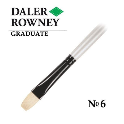 Daler Rowney Graduate Natural White Bristle Long Handle Bright Brush Size 6 (212141006) | Reliance Fine Art |Economy Brushes