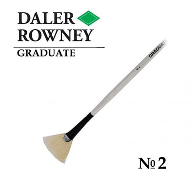 Daler Rowney Graduate Natural White Bristle Long Handle Fan Brush Size 2 (212146002) | Reliance Fine Art |Economy Brushes