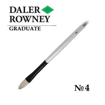 Daler Rowney Graduate Natural White Bristle Long Handle Filbert Brush Size 4 (212142004) | Reliance Fine Art |Economy Brushes