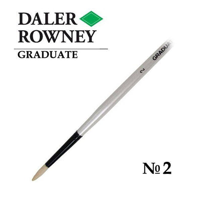 Daler Rowney Graduate Natural White Bristle Long Handle Round Brush Size 2 (212145002) | Reliance Fine Art |Economy Brushes