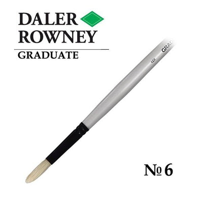Daler Rowney Graduate Natural White Bristle Long Handle Round Brush Size 6 (212145006) | Reliance Fine Art |Economy Brushes