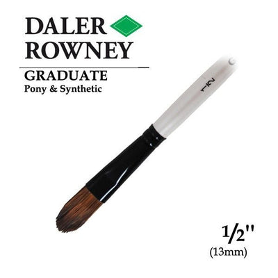 Daler Rowney Graduate Pony Hair Short Handle Oval Wash Brush Size 1/2 Inch (212154050) | Reliance Fine Art |Economy Brushes