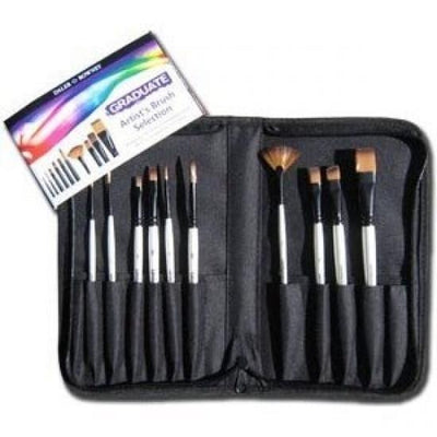 Daler Rowney Graduate Synthetic Brush Zip Case Set of 10 (212500100) | Reliance Fine Art |Brush SetsEconomy BrushesOil Paint Brushes