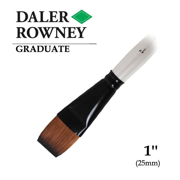 Daler Rowney Graduate Synthetic Short Handle Flat Wash Brush Size 1 Inch (212155100) | Reliance Fine Art |Economy Brushes
