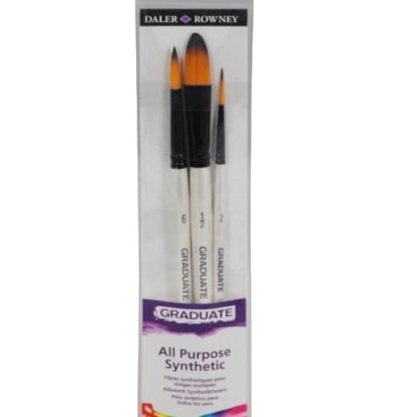 Daler Rowney Graduate Synthetic Watercolor Short Handle Brush Set of 3 (212530009) | Reliance Fine Art |Brush Sets