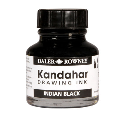 Daler Rowney Kandahar Ink Indian Black 28ml (144028028) | Reliance Fine Art |Artist Inks