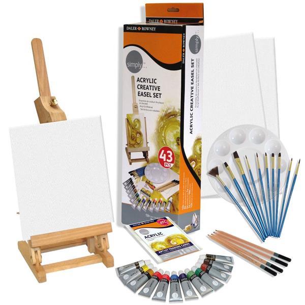 Daler & Rowney Simply Acrylic Creative Easel Set 43 Pcs (126500201) | Reliance Fine Art |Acrylic Paint SetsPaint Sets