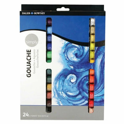 DALER & ROWNEY SIMPLY GOUACHE SET 24 Shades x 12ml (12660924) | Reliance Fine Art |Gouache Paint SetsGouache PaintsPaint Sets