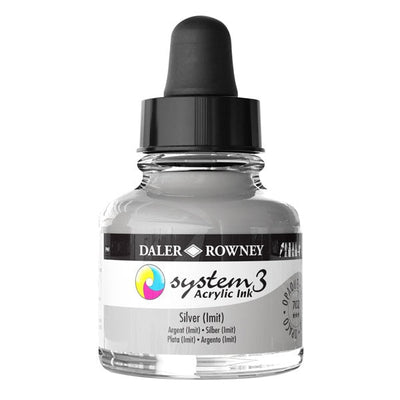 Daler-Rowney System 3 Acrylic Ink 29.5ml - Silver | Reliance Fine Art |Artist Inks