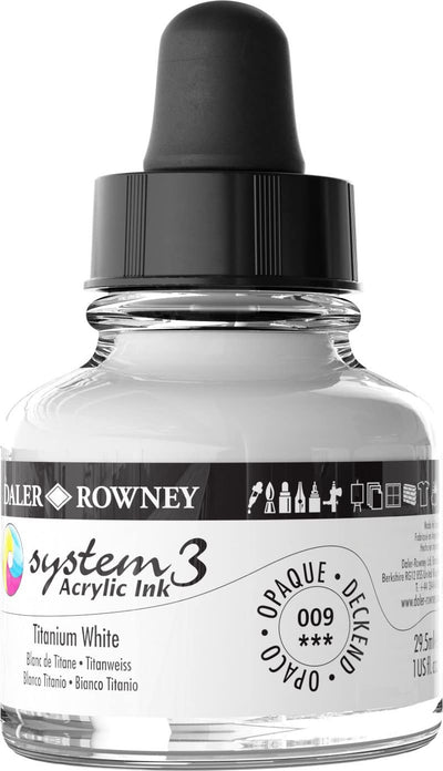 Daler-Rowney System 3 Acrylic Ink 29.5ml - Titanium White | Reliance Fine Art |Artist Inks