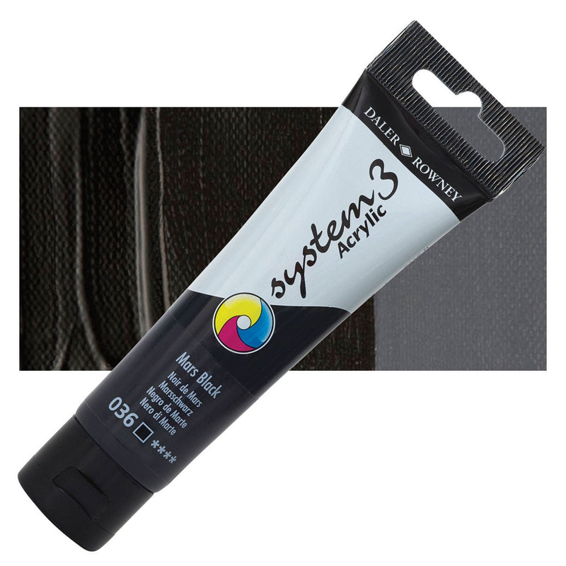 Daler & Rowney System3 150ML MARS BLACK (036) | Reliance Fine Art |Acrylic PaintsDaler & Rowney System3 Acrylics