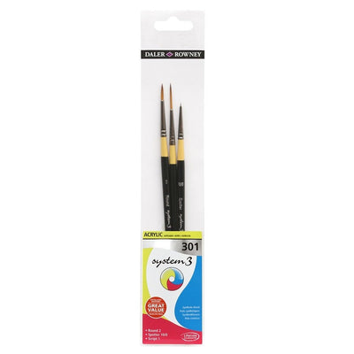 Daler & Rowney System3 Acrylic Brush Set Of 3 (301) | Reliance Fine Art |Acrylic Paint BrushesBrush SetsDaler Rowney System3 Brushes