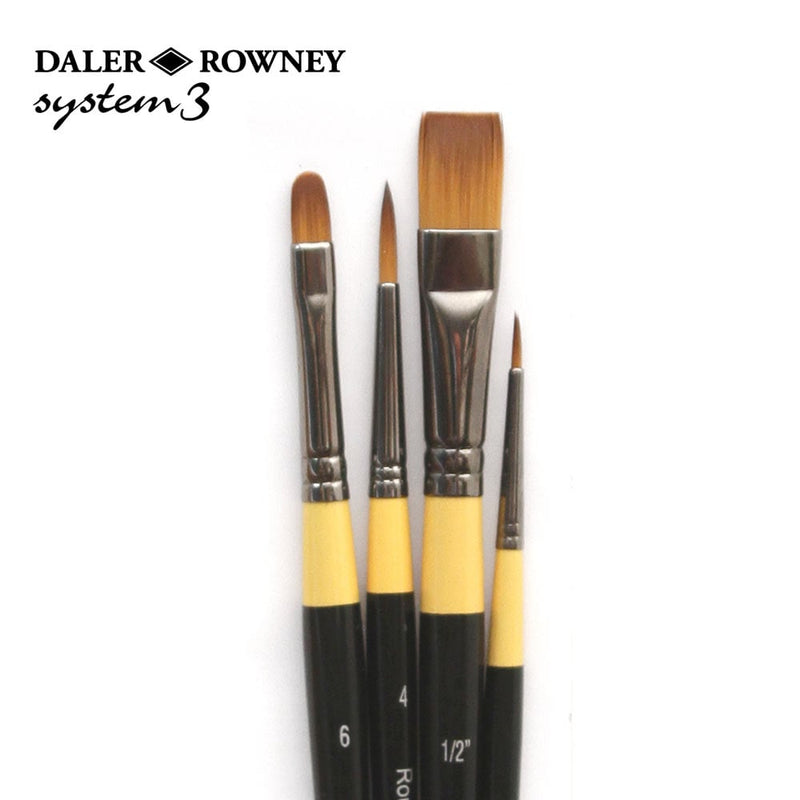 Daler & Rowney System3 Acrylic Brush Set of 4 (400) - Short Handle | Reliance Fine Art |Acrylic Paint BrushesBrush SetsDaler Rowney System3 Brushes