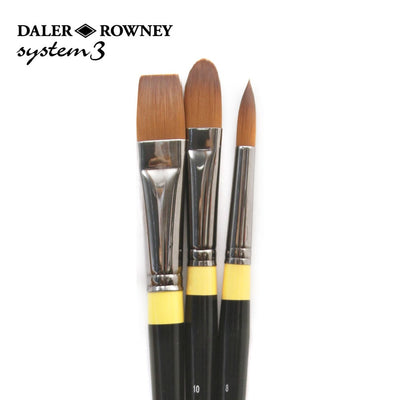 Daler & Rowney System3 Acrylic Brush Wallet LH Set of 3 (302) | Reliance Fine Art |Acrylic Paint BrushesBrush SetsDaler Rowney System3 Brushes
