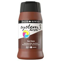 Daler & Rowney System3 Acrylic Jar 500ml BURNT SIENNA (221) | Reliance Fine Art |Acrylic PaintsDaler & Rowney System3 Acrylics