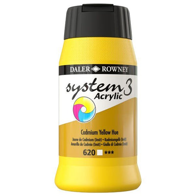 Daler & Rowney System3 Acrylic Jar 500ml CADIMIUM YELLOW HUE (618) | Reliance Fine Art |Acrylic PaintsDaler & Rowney System3 Acrylics