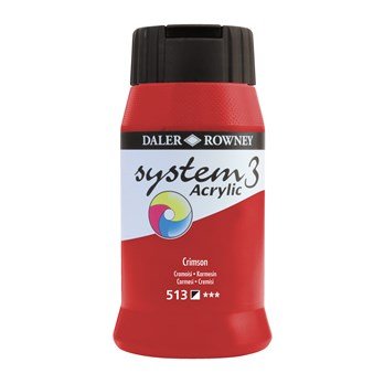 Daler & Rowney System3 Acrylic Jar 500ml CRIMSON (513) | Reliance Fine Art |Acrylic PaintsDaler & Rowney System3 Acrylics