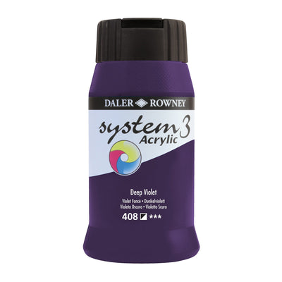 Daler & Rowney System3 Acrylic Jar 500ml DEEP VIOLET (408) | Reliance Fine Art |Acrylic PaintsDaler & Rowney System3 Acrylics