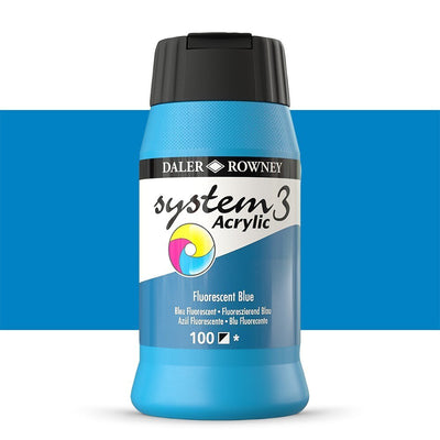 Daler & Rowney System3 Acrylic Jar 500ml FLUORESCENT BLUE (100) | Reliance Fine Art |Acrylic PaintsDaler & Rowney System3 Acrylics