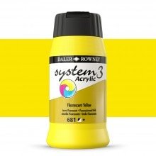 Daler & Rowney System3 Acrylic Jar 500ml FLUORESCENT YELLOW (681) | Reliance Fine Art |Acrylic PaintsDaler & Rowney System3 Acrylics