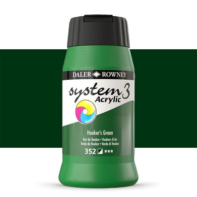 Daler & Rowney System3 Acrylic Jar 500ml HOOKERS GREEN (352) | Reliance Fine Art |Acrylic PaintsDaler & Rowney System3 Acrylics