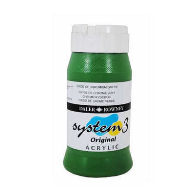 Daler & Rowney System3 Acrylic Jar 500ml OXIDE OF CHROME GREEN (367) | Reliance Fine Art |Acrylic PaintsDaler & Rowney System3 Acrylics