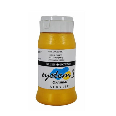 Daler & Rowney System3 Acrylic Jar 500ml PALE GOLD (708) | Reliance Fine Art |Acrylic PaintsDaler & Rowney System3 Acrylics