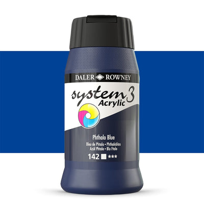 Daler & Rowney System3 Acrylic Jar 500ml PHTHALO BLUE (142) | Reliance Fine Art |Acrylic PaintsDaler & Rowney System3 Acrylics