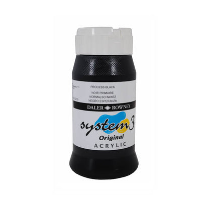 Daler & Rowney System3 Acrylic Jar 500ml PROCESS BLACK (040) | Reliance Fine Art |Acrylic PaintsDaler & Rowney System3 Acrylics