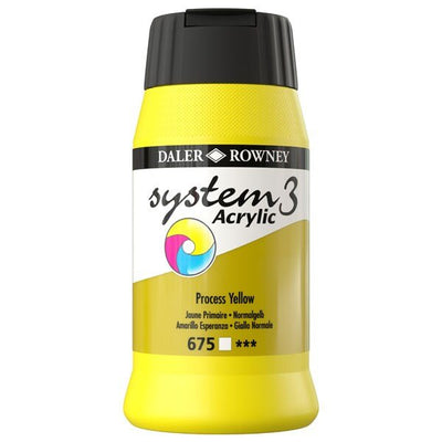 Daler & Rowney System3 Acrylic Jar 500ml PROCESS YELLOW (675) | Reliance Fine Art |Acrylic PaintsDaler & Rowney System3 Acrylics