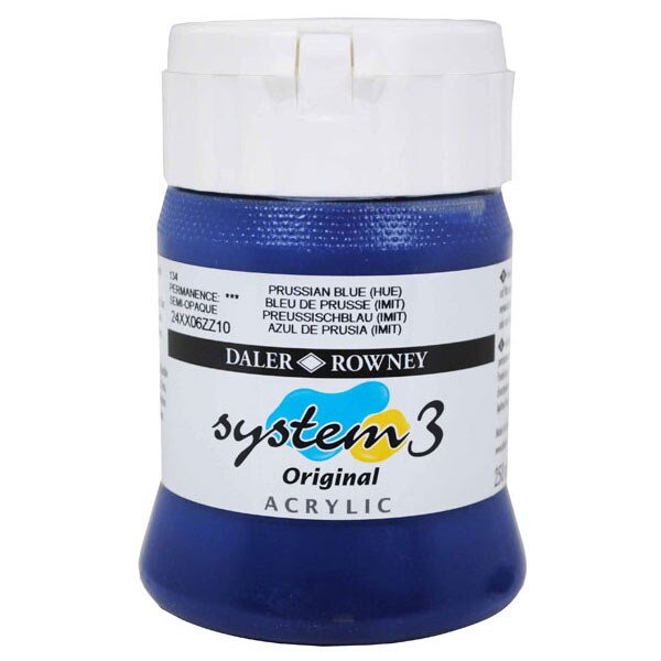 Daler & Rowney System3 Acrylic Jar 500ml PRUSSIAN BLUE HUE (134) | Reliance Fine Art |Acrylic PaintsDaler & Rowney System3 Acrylics