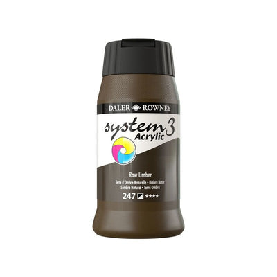 Daler & Rowney System3 Acrylic Jar 500ml RAW UMBER (247) | Reliance Fine Art |Acrylic PaintsDaler & Rowney System3 Acrylics