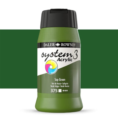 Daler & Rowney System3 Acrylic Jar 500ml SAP GREEN (375) | Reliance Fine Art |Acrylic PaintsDaler & Rowney System3 Acrylics