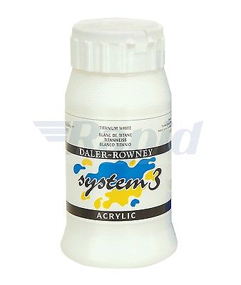 Daler Rowney System3 Acrylic Jar 500ml Titanium White (009) | Reliance Fine Art |Acrylic PaintsDaler & Rowney System3 Acrylics