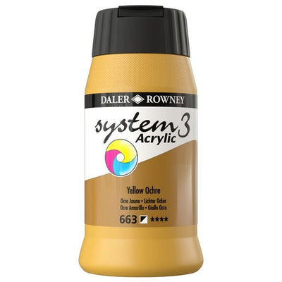 Daler & Rowney System3 Acrylic Jar 500ml YELLOW OCHRE (663) | Reliance Fine Art |Acrylic PaintsDaler & Rowney System3 Acrylics