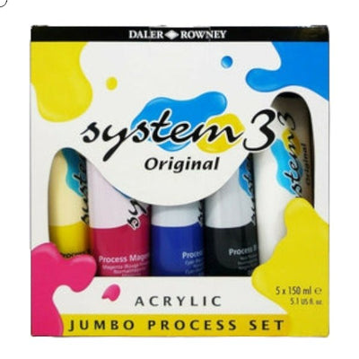 Daler & Rowney System3 Acrylic Jumbo Process Set (5 Shades x 150ml) | Reliance Fine Art |Acrylic Paint SetsPaint Sets