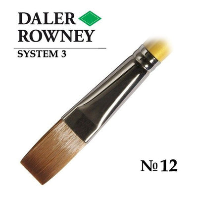 Daler-Rowney System3 Long Flat Brush SY44/Size 12 | Reliance Fine Art |Acrylic BrushesAcrylic Paint BrushesDaler Rowney System3 Brushes
